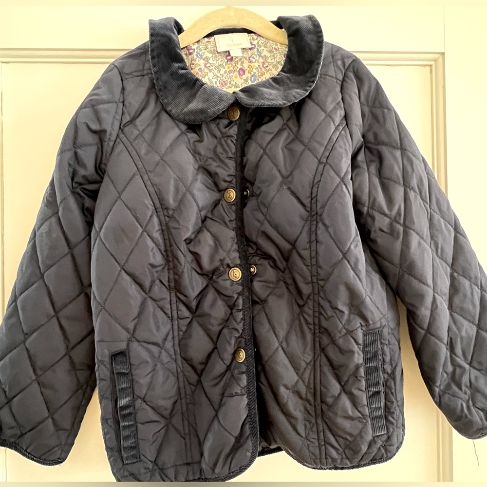 Little English Quilted Jacket w/ Corduroy Trim